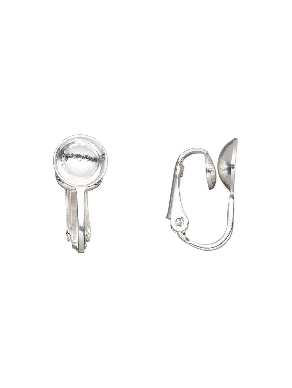 Silver Plated Round 8mm Cup Setting Clip On Earclip Earring Findings 10 pcs